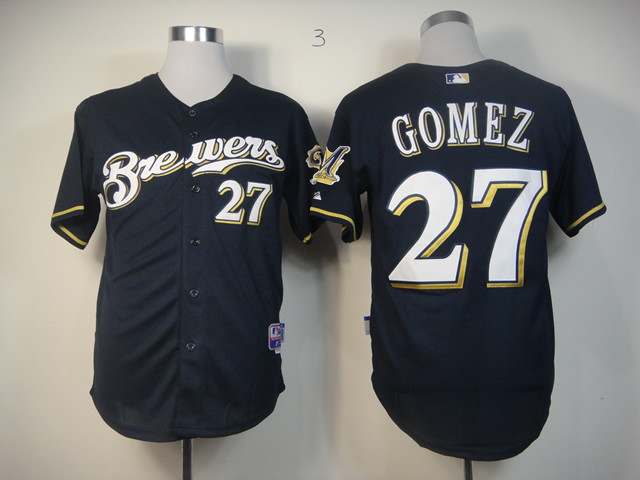 Men Milwaukee Brewers #27 Gomez Blue MLB Jerseys